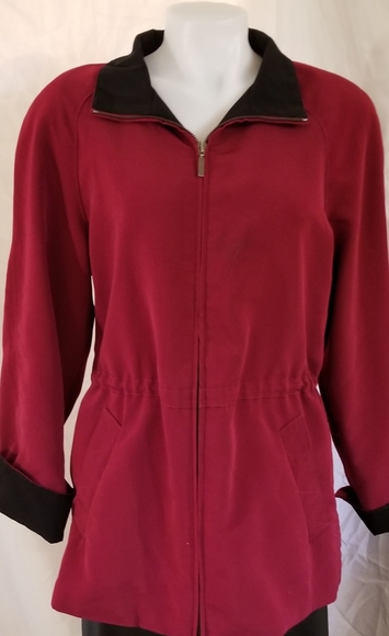 Womens Jones New York Jacket Zip Lightweight Red - Picture 1 of 8